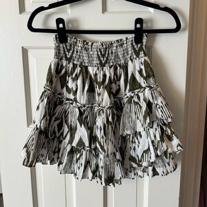 Misa Evienne Print Tiered Mini Skirt